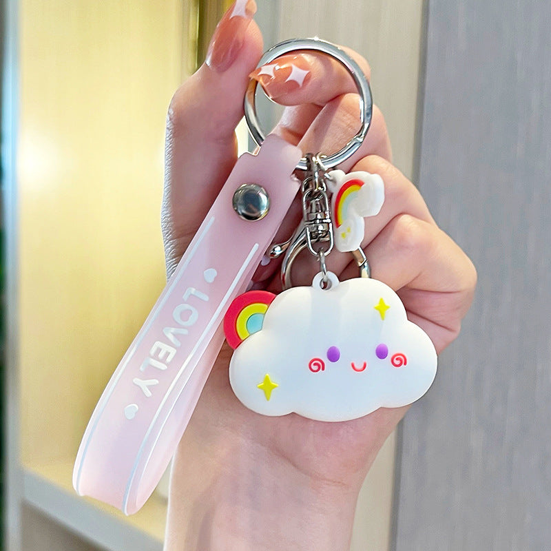 Wholesale Silicone Cartoon Rainbow Cloud Keychain